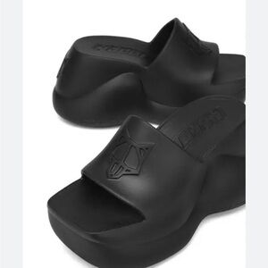 Naked Wolfe Black Platform Slides